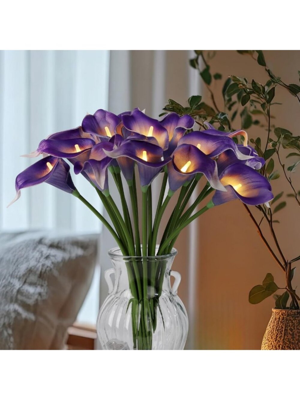 Lighted Faux Calla Lily Bouquet - Real Touch LED Night Lamp for Home Decor